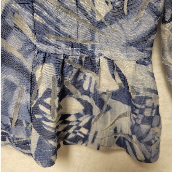 Abstract Floral Shacket Full Zip Semi Sheer Coastal Grandma Cruise Resort Sz 12 - Picture 4 of 7